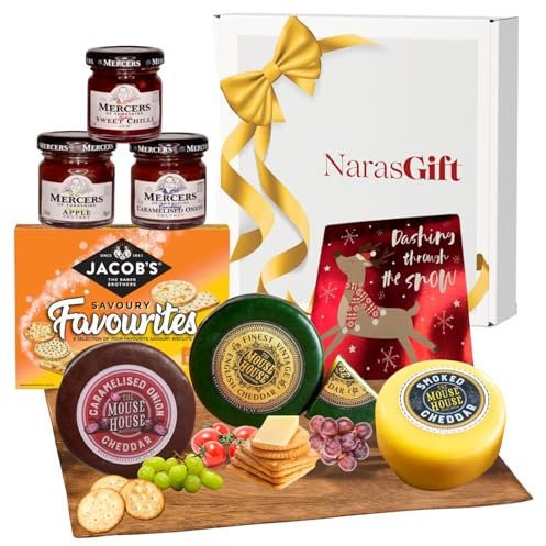 Cheese Hamper Gift Set - Cheeses Truckle 3x, Chutney 3x & Crackers - Cheese Gift Set for Men and Women, Fathers Day Hampers, Food Hamper, Cheeseboard Gifts