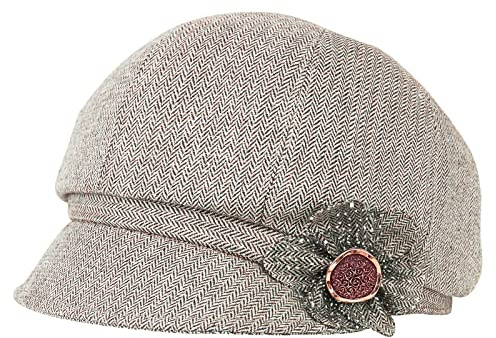 Juiterchy Women Retro Classic Visor Newsboy Cabbie Cap Beret Hats with Flower Buckle for Woman Ladies