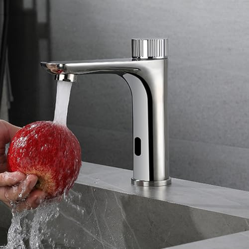 XJTNLB Sensor Tap Infrared Basin Tap Chrome Bathroom Sink Taps Automatic Sensor Faucet Single Handle Basin Tap Mixer Battery Powered