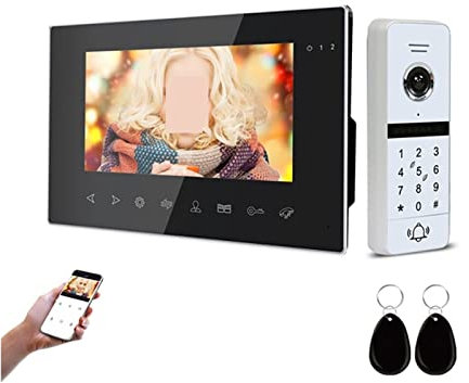Videoportero con cámara de alta definición, Sistema de videoportero inalámbrico WiFi for casa Villa Apartamento con contraseña Control de acceso Videoportero Residencial Audio claro, Fácil de instalar