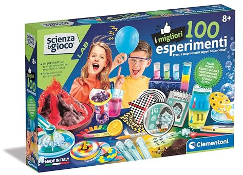 Clementoni Scienza e Gioco Lab - I Migliori 100 Esperimenti, Laboratorio di Scienze Bambini 8+ Anni per Scoprire Discipline Come Chimica, Fisica, Botanica, Gioco Made in Italy, Lingua Italiana, 19395
