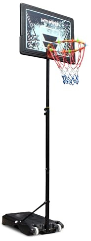 Hy-Pro Adjustable Basketball Stand - 1.6m - 2.6m, LED Lights, With Wheels, Portable, Backboard, Basketball Hoop, For Adults & Kids, Great Gift Idea