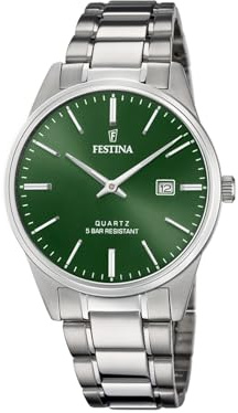 Festina Reloj Hombre Analógico de Acero Inoxidable 316l Plateado