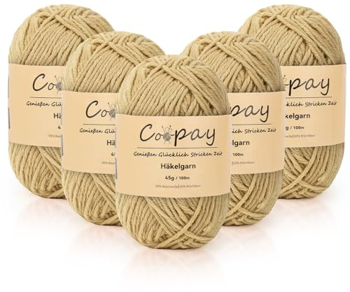 Coopay Lana para ganchillo, 225g (5x45g), hilo suave para tejer, 5 lanas degradadas para tejer, lana de bebé para ganchillo para principiantes, hilo de ganchillo súper suave para proyectos de