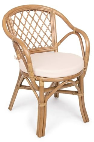fantasie d oriente Poltrona vimini in rattan naturale per interno ed esterno. Artigianale ed ecosostenibile. Cuscino trapuntato incluso.