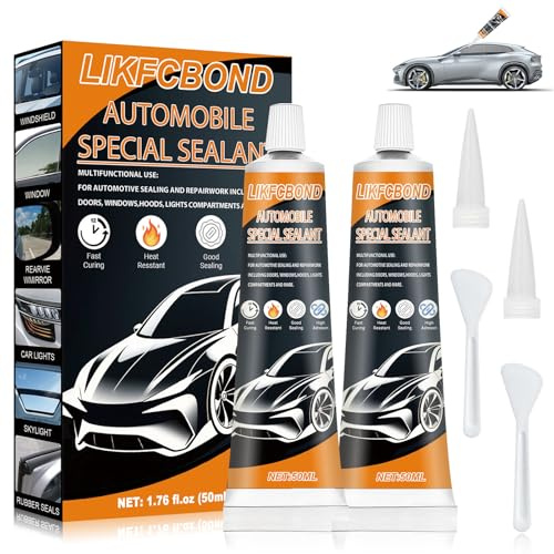 LIKFCBOND Scheibenkleber Auto, Kfz Dichtmasse, Karosseriekleber Schwarz, Scheibenkleber, Karosserie Dichtmasse Auto, Gute Abdichtung für Autokarosserien, Windschutzscheiben, Autolichter (2 Stück,50ML)