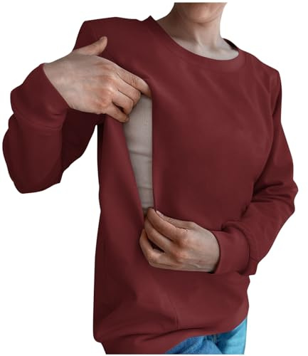 KHIRVWL Sweat Femme, Sweats à Capuche d'allaitement pour Femmes maternité Sweat-Shirt d'allaitement dissimulé sur Le côté Hauts Manches Longues Extensibles et Doux