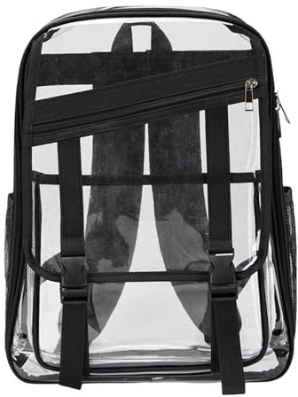 Klarer Rucksack, Stadionzulassung, transparent, große, durchsichtige Plastiktasche Rucksäcke Camouflage (Black, One Size)
