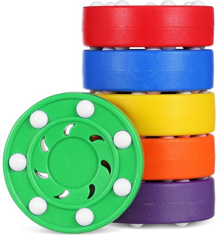 Toddmomy 6 St Färgglada Hockeybollar för Träning Slitstarka Rullande Puckar för Inomhus Utomhushockey Plastpuckar för Precision och Förbättrad Teknik