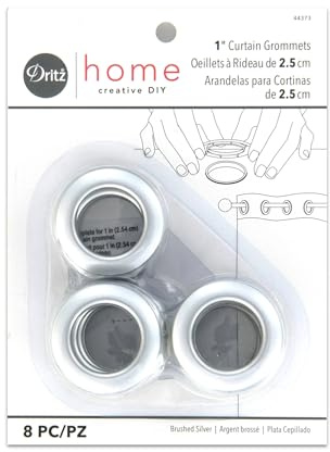 Dritz 44373 Curtain Grommets 1 inches Inner Diameter Plastic 8/Pkg-Brushed Silver, Nickel