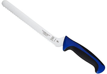Mercer Culinary M22418BL Millennia Offset Bread Knife with Wavy Edge, Blue, 8-Inch