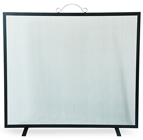 Spark Guard 73cm x 76cm Single Panel Fire Guard Fire Place Guard Fire Screen Spark Flame Guard with Top Handle Single Flat Panel Design, Black
