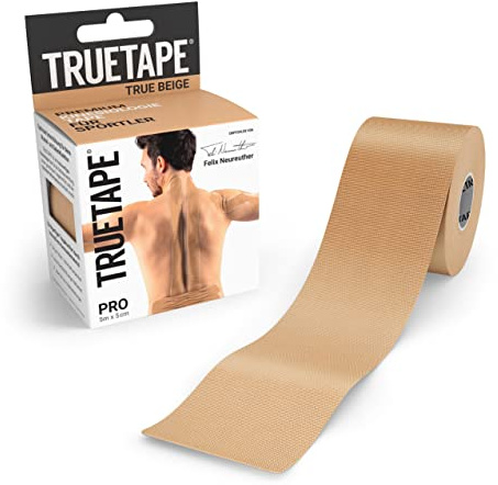 TRUETAPE Kinesiotapes (5m x 5cm Rolle): hautfreundliches & wasserfestes Kinesiologie Tape - elastisches Physiotape mit starker Klebekraft für den Sport I Beige