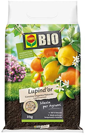 COMPO BIO Lupind’or, Concime Organico Naturale, Per Agrumi, Sempreverdi e Acidofile, 3 kg
