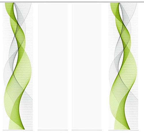 Home Fashion 4er-Set Schiebegardinen OPALIA, 4X 245 x 60 cm inkl. Zubehör, Farbe:apfelgrün