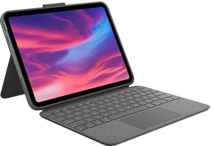 Logitech Combo Touch, custodia con tastiera rimovibile per iPad (10a generazione e A16)ampio trackpad di precisione, tastiera standard retroilluminata e tecnologia Smart Connector,ITA QWERTY - Grigio