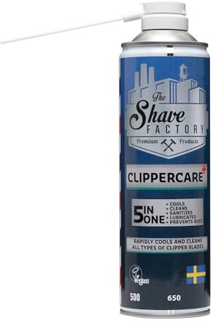 THE SHAVE FACTORY Clippercare+ Spray 5-in-1 Clipper Blades to freshen, Clean, lubricate, Disinfect and Prevent Rust - Vegan Products