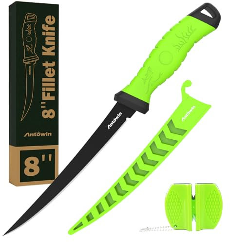 Coltello per Sfilettare, Bordo Disossare Pesce e Carne, Coltello da Pesce Professionale in Acciaio Inossidabile al Carbonio Super Affilato (20.3cm)