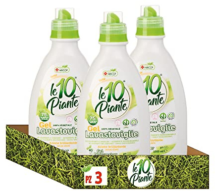 Le 10 Plants Eco-Bio Vegetable Dishwashing Gel Detergent - No dyes - Highly Biodegradable - Hypoallergenic - 1000ml
