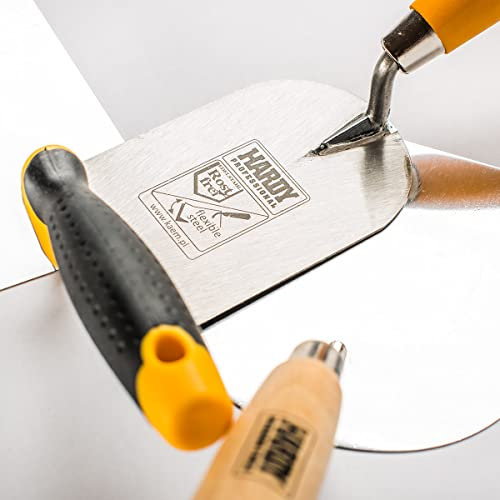 HARDY Truelle Dentée Série 2k * 28 * Pour Glaçure Lissage Plâtre Colle Outils Manche Bois Construction Rénovation Travaux de Rénovation Spatule Pour Appliquer Le Plâtre Taille 8x8 cm