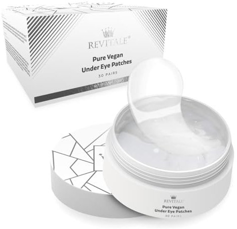 Revitale Pure Vegan Under Eye Patchs, aide à réduire les yeux gonflés et les cernes, revitalise les masques pour les yeux ternes – Nourrit, renouvelle, apaise (pot – 30 paires)