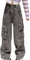 Maeau Cargo Jeans für Kinder Mädchen 13-15 Jahre - Weites Bein, Baggy Denim Hose, Gerades Bein, Loose Fit, Elastischer Bund, Freizeithose, Lange Schwarz