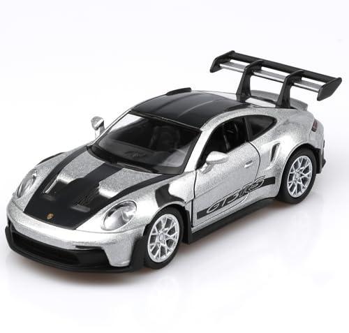 TOKAXI Porsche 911 GT3 a escala 1/36, modelos de coches fundidos, vehículos de juguete Porsche 911, regalos de autos para niños y niñas (plateado)
