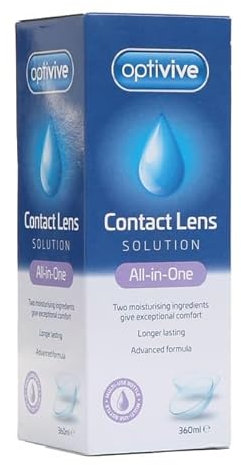 Optivive Contact Lens Solution for Hard and Soft Contact Lenses - 360ml - Lens Case Included