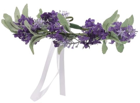 FRCOLOR Serre-Tête Floral Lavande Couronne De Fleurs Violet Accessoire Coiffure Léger Pour Mariage Fête Lune De Miel