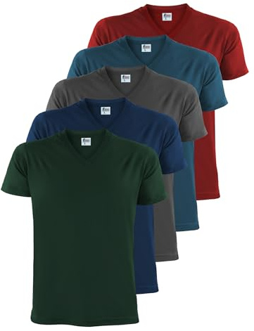 ALPIDEX T-Shirts Hommes Lot de 5 Col V 100% Coton Unis Basique Mens Tee Shirt Manches Courtes S M L XL XXL 3XL 4XL 5XL, Taille:XXL, Couleur:Earth