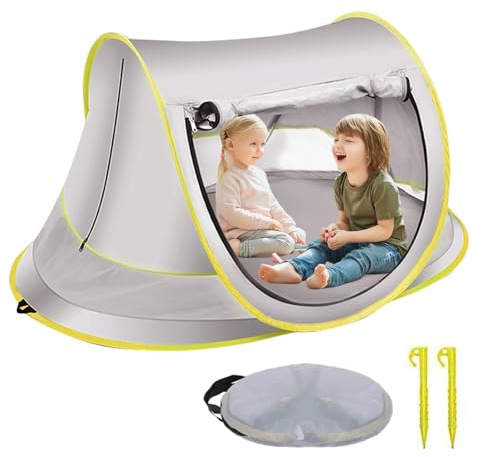 Tienda de Playa Bebé Pop up Anti-UV 50+, Refugio Playa Bebe, 140x95x60cm Carpa Plegable Portátil para bebé, Sombrilla Playa Bebe Tienda Campaña Playa para Vacación Playa Parque, Gris