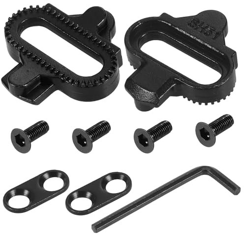 Hejo SPD Cleats Set für Fahrradschuhe, Schuhplatten SH51 für Shimano, Fahrrad Schuhplatten Kompatibel mit Shimano SPD-SL, SPD-Plattensatz Cleats für Indoor Outdoor Road Mountainbiken (Schwarz)