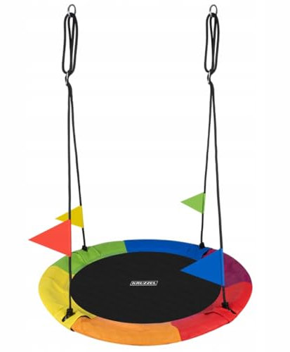 Kruzzel Nestschaukel Outdoor für Kinder & Erwachsene – Ø100 cm – Bis 160 kg – Wetterfest – Gartenschaukel mit Sicherheitsgurten & Metallrahmen, Für 2 Kinder
