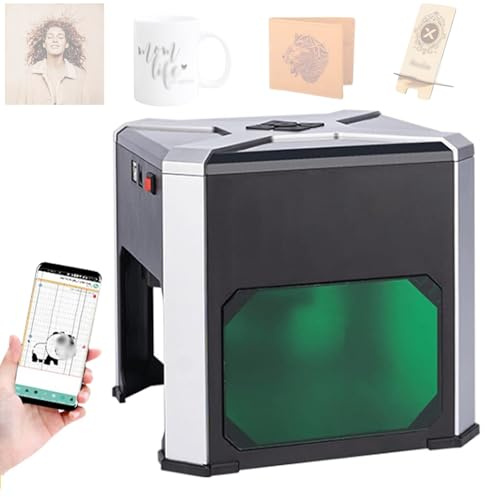 VFMVOYNZ Incisore Laser con Area di Incisione 80×80 mm, Macchina per Incisione e Taglio Laser Portatile per Carta in Legno, Supporta Il Controllo Tramite App Win/Mac/iOS/Android