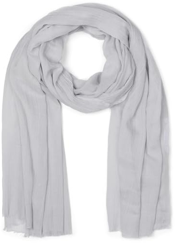 styleBREAKER chal ligero y semitransparente para mujer con flecos cortos | foulard liso para primavera y verano | pañuelo suave y amplio para hombros 188 x 100 cm, Gris-claro