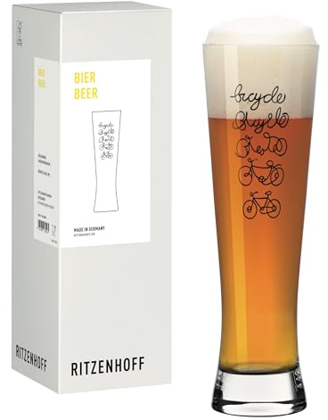 RITZENHOFF 8261002 - Bicchiere da birra 330 ml, serie Ciclismo, motivo con scritta bicycle, nero, made in Germany
