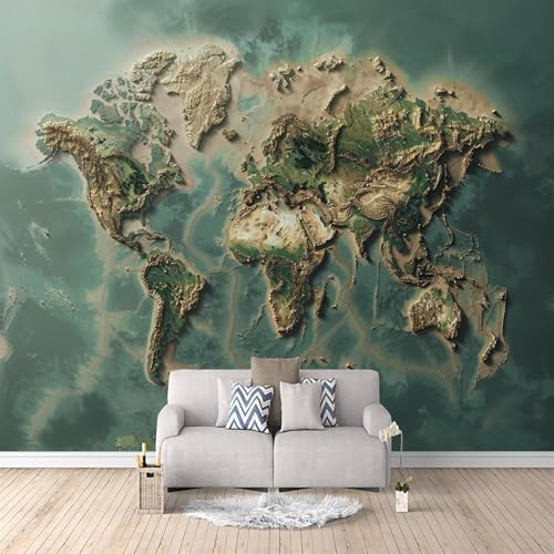 Papel Pintado 3D Las Placas De La Tierra 200x140 cm Fotomurales Tejido No Tejido, Mapa Del Mundo Papel Tapiz Grande Murales Fotográfico Moderno Decoración de Paredes
