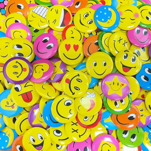 LuyoNova Spille 50 Pezzi Spille Faccina Personalizzate Rotonde Metallo Distintivi Spillettes Badge Pin,per Vestiti Cappelli Zaini Decorazioni Premi Educativi e Regali
