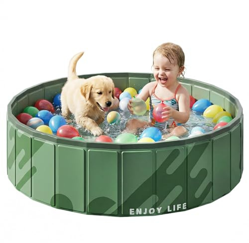 Cat Ball Pit, 32 Foldable Hard Plastic Dog Pool for Small Toddlers Babies, Portable Kiddie Pool for Backyard Summer, Indoor Outdoor Playpen, Easy to Assemble and Storage, No Ball Included