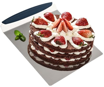 Espátula de transferencia para tartas, herramienta de transferencia de acero inoxidable de 11.61 pulgadas, pala para mover la parte inferior, placa antideslizante y antioxidante, tabla de elevación de