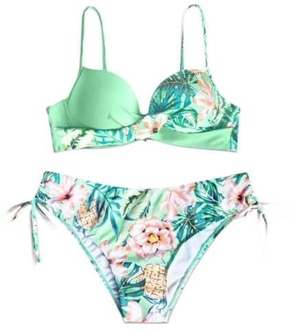 Generico Bikini Dam Sexig Tvådelad Baddräkt Push Up Baddräkt i ett stycke Sexig Hög Midja Bikini Set Brasiliansk Triangel Vadderad BH Topp String String String Strandkläder Hav Pool Badkläder