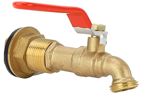 Aolidsive Válvula de Cuarto de Vuelta de Latón de 1/2 Pulgada con Grifo de Lluvia con Accesorios de Mamparo para Barriles de Lluvia y Tanques de Agua