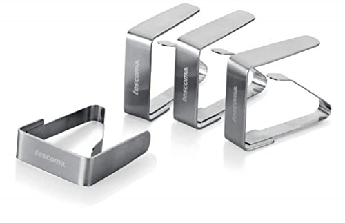 Tescoma Presto Pinza Sujetamanteles, Acero Inoxidable, Multicolor, 11 x 1,8 x 17 cm, 4 Unidades