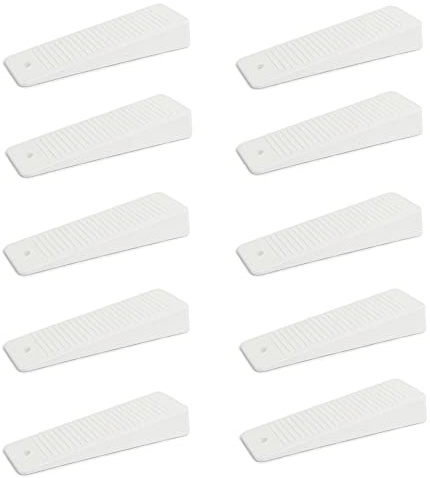 10 x Cuña para puerta/Tope para puerta de goma dura | sossai® TSK95 | Color: blanco