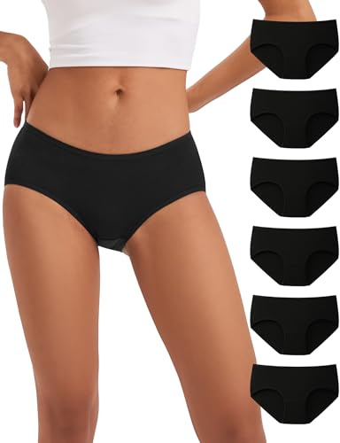 INNERSY Mutande Donna Cotone Elasticizzato Slip Vita Bassa Sexy Nero Pacco da 6 (S-EU 38, Nero)