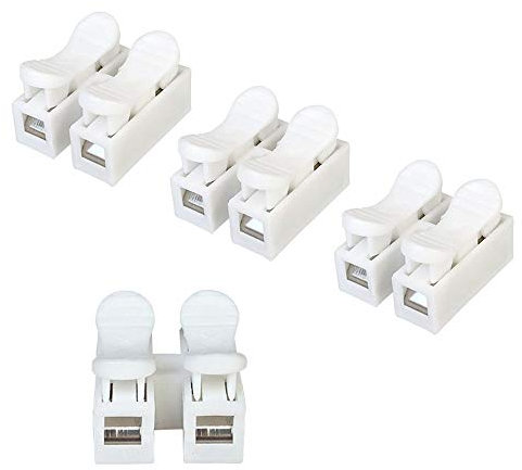 Aiqeer 68 Pezzi CH2 Connettore Molla Rapido, Morsetto a Molla Connettore, Collegamento per Cablaggio Elettrico e Alimentazione Illuminazione (Bianco)