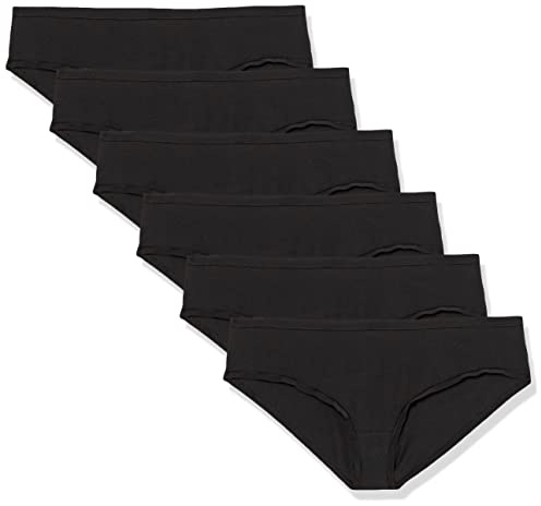 Amazon Essentials Lot de 6 Culottes Hipster en Coton pour Femme Noir Taille 42
