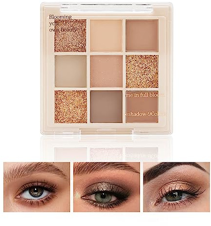Boobeen Palette d'ombres à paupières nude - Maquillage mat et scintillant, poudre d'ombre à paupières crémeuse hautement pigmentée, pour créer un regard neutre, longue tenue