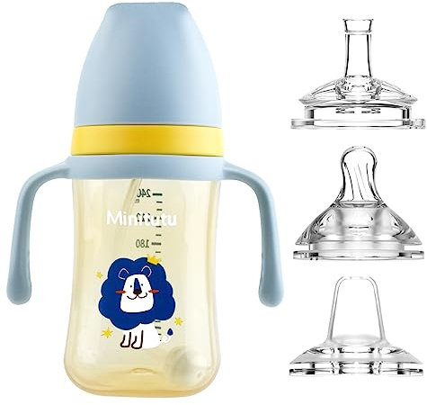 nohlerlife Trinklernbecher für Baby, Kinder Trinkflasche, Babys Trinkbecher mit Griffen Auslaufsichere Lecksicher, Kinder Strohbecher Soft Auslauf Cup 240ml, mit 3 Arten Silikon Tüllen, BPA frei