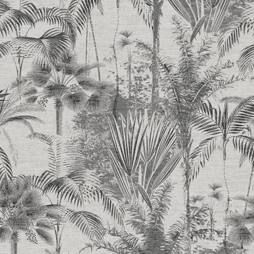 Sublime Jungle Texture Floral Mono Black/White Wallpaper | Paste The Wall Application | White Textured
